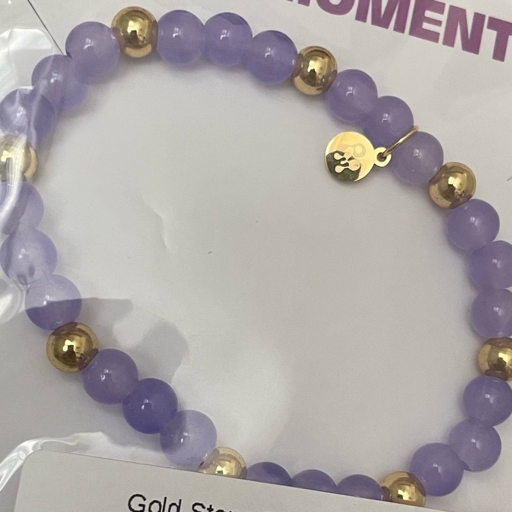 NWT Revolve Petit Moments Gold Lilac Purple Connection Stone Bracelet - Picture 2 of 3